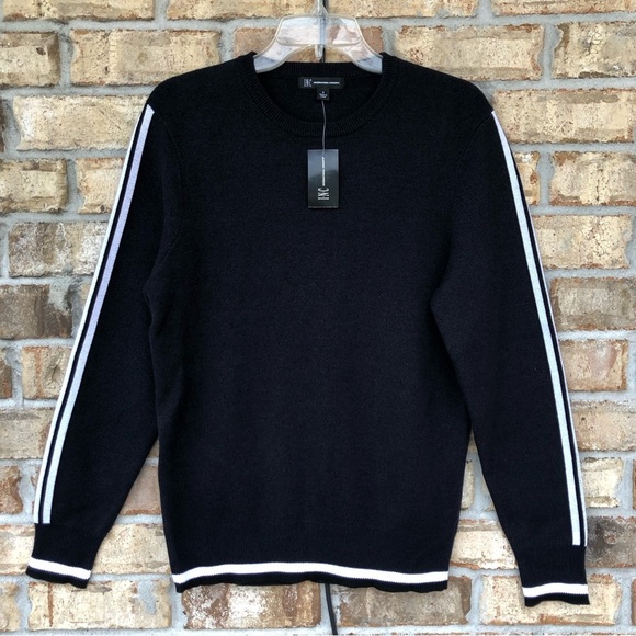 I-N-C 💯 % Cotton Mens Striped Navy White Crew Neck Pullover Sweater S - Picture 2 of 11